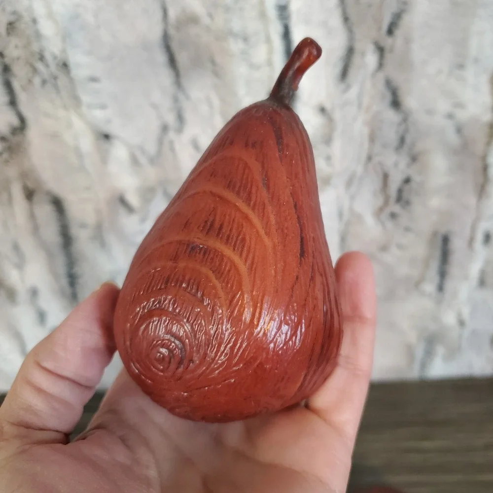 Faux Woodgrain Fruit Fake Apples, Pears, Peaches,  Bananas‎ - Lot Of 8 MCM